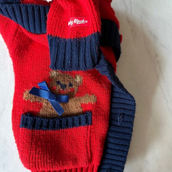 Vintage baby b’gosh red button up cardigan sweater teddy bear sz 12 months bow - Picture 2 of 10